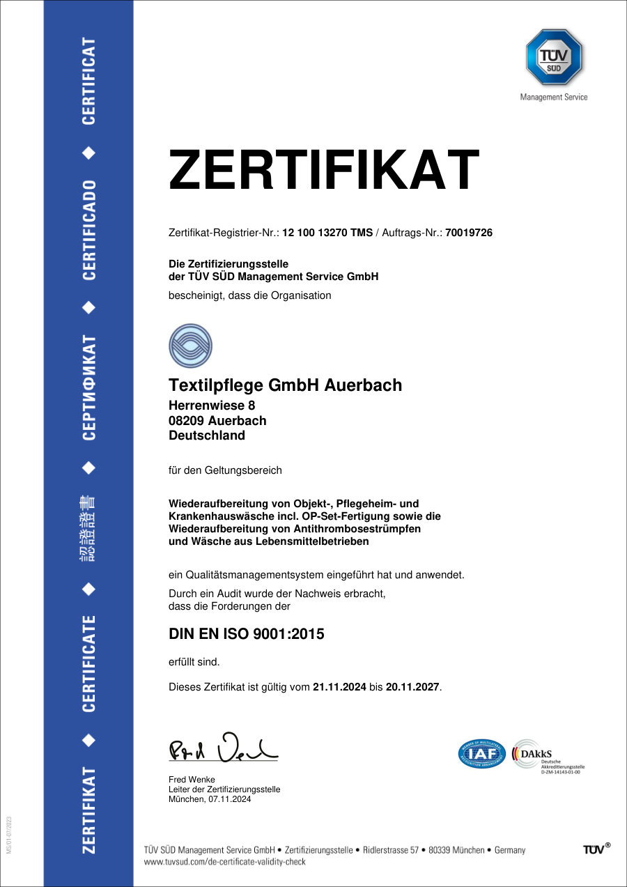 Vorschau Zertifikat DIN EN ISO 9001:2015